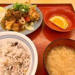 さち福や - 鶏のこんがり黄金唐揚と温野菜のねぎ香味うまたれ定食 1,500円