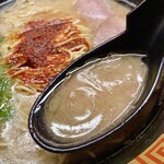 Ichiran - 味の濃さ【こい味】、こってり度【超こってり】、にんにく【1片分】、のスープです