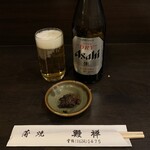 鰻禅 - 瓶ビール（600円）2023.12