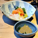 Hokkaido Gourmet Dining Hokkaido - 刺身7種盛り・小鉢(蟹味噌)（2023.11）