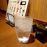 Mamezara Ryourisake Sobamae - 芋焼酎 蔵の師魂 ソーダ割 580円