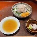 馳走 啐啄一十  - 河豚の刺し盛り　塩と山葵で頂きました　ポン酢よりも旨味を強く感じます