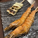 Uokushi Sakurasaku - 海老とネギの串焼き