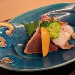 山玄茶 - お造りのメインは戻り鰹。脂がよくのって美味しい！