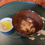 鉄師 卜蔵家 鈩の舎 カフェタタラノイエ - ぜんざいサービス　食べかけです