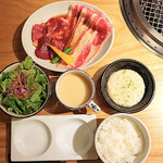 福岡焼肉kintan - とろろ牛タンと牛カルビ焼肉セット