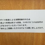 キッチン ブルー グローブ - 食事中に気がつくと、値上がりの案内