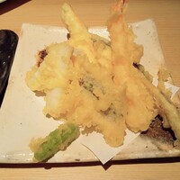 しゃぶしゃぶ・すし 八山 - イカ　海老　ししとう　キス　茄子　牛肉　穴子　れんこん　ワカサギ