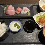 酉笑。 - お作り定食　1,100円　ランチメニューを夜も頼めました