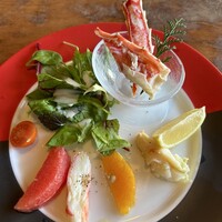 かに道楽 新宿本店 - 茹タラバかにプレート
                    （タラバかに酢・タラバかに柑橘系カクテル（サラダ風）)