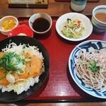 Oshokujidokoro Shimomura - 醤油カツ丼（大）おろしそばセット