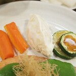 キッチン ブルー グローブ - 備え付け野菜のアップ