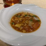 中国料理 四川 - 有頭海老と炒り玉子のトマトソース煮