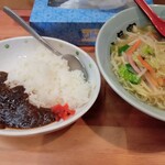 Ajiyoshiya - ミニカレー、すっきり鶏青湯野菜ラーメン