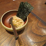 鳥茂 - 鶏ささみのなめろう、海苔とオリーブオイルで