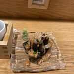 鮨とSAKE 茶屋町Marry - 完全糖質オフのブリののり巻き。わさびはそんないらんよと思いましたが、良いやつなのか辛くなくほぼ使い切りました。