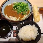 香川一福 - カレーうどん　イカ天　ご飯