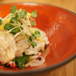 土と青 - 炙り穴子の薬味のせ