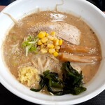 こだわりらーめん　麺太 - 冬季限定の焦がし味噌ラーメン 小盛(850円也) 画面左下は生姜のみじん切り‥