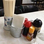 御徒町食堂 - Dec, 10 卓上の調味料、ナプキン入れがCafeみたいだねぇ