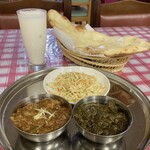 アブドゥッラー インディアンレストラン - 料理写真:カレーが２つ選べるBセット。ディナーでも1,100円と良心的な値段