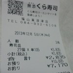 無添くら寿司 - レシート(2013.12.05)