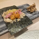 水道橋 鮨みつ - トロタクと生ウニの手巻き