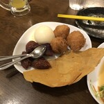 沖縄酒場 結いま～る - デザート盛り合わせ、砂糖天ぷら＆ちんびん＆んむくじ＆バニラアイス
