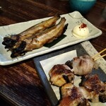 囲坊主 - 本ししゃも（上）、椎茸肉巻き（下）