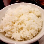 楊銘宇 黄燜鶏米飯 - ちょっとカタめなご飯は、お代わり自由(セルフサービス)なんだそうです。