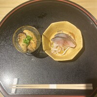 鮨 稲穂 - 〆さばと五色なます / 牡蠣