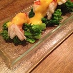 KAN - エビと菜の花の黄酢味噌和え。さっぱり。箸休めにもオススメ