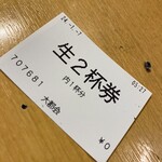 大都会 - 生２杯券