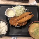 Matsunoya - ロースかつ&有頭大海老フライ定食+豚汁の全容