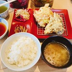 Tempura Meshi Ten Nosuke - 天ぷら単品3品とごはん&味噌汁(700円)