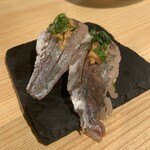 Sushi Kaki Kawasaki Sushi Ebisu Nakamise Doori - 鰺のなめろう風握り