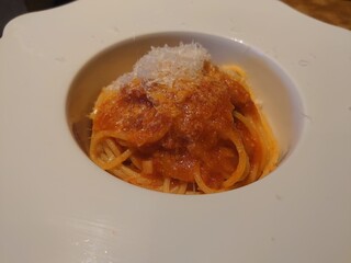 Risutoriagurandearubero - トマトパスタ♪欲張ってしまったが,60か50gにすれば良かったぁ(*´σｰ｀)