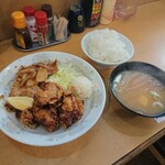 小池寿司食堂 - 鶏唐揚げ生姜焼き盛合定食