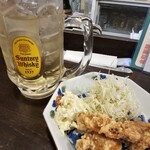 金町製麺 - メガハイボール＋唐揚げ