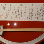 隠れ里車屋 - おしながき