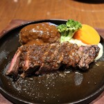 THE ROAST KOBE MEAT HOUSE - 肉屋のハンバーグ＆サーロインステーキの鉄板コンボ　