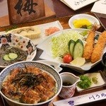 川うめ - 川うめ丼 お得セット…\3,150　川うめ丼・エビフライ・酢の物・うまき・漬け物・肝吸