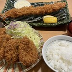 厚切りとんかつ よし平 - 熟成ひれかつ膳 & 超特大海老フライ追加