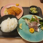 Numadukouashitabaodoriajisemmonten - 躍りあじ・あじフライ定食(税込2,299円)