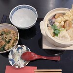 Kugenuma Chikuan - 鍋焼きうどんに小野菜かき揚げ丼