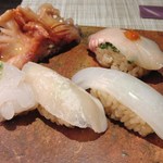 鮨 なかや - 赤貝、活かわはぎ(肝付)、白いか、白海老、平貝