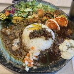 BOTANI：CURRY - ボタニカレー+チキン合い掛け、玉子ピクルス、チーズ豆腐追加