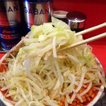 ラーメン タロー 五反田の陣 - 小ラーメン豚入り1,100円（野菜マシマシ、あげ辛、削り節）