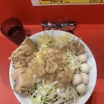 ラーメン ノックアウト - コールにんにくしょうがダブル中野菜アブラ中うずら100-