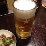 武蔵野アブラ學会 - 201312　武蔵野アブラ學会　満腹定食（1000円）ビール＆豚の軟骨